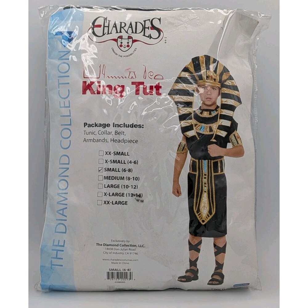 Charades King Tut Child Costume Size Small 6-8 Egyptian Pharaoh NEW Sealed